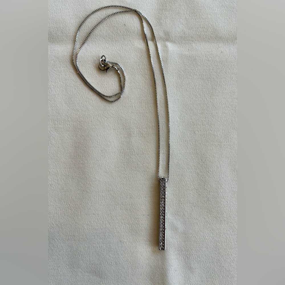 Bar Pendant Necklace - Silver plated chain - Picture 12 of 16